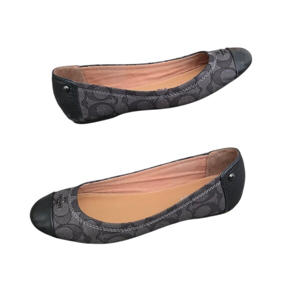 Coach Shoes - Coach Chelsea Shoes Womens Size 7.5B Jacquard Signature Flats Black Gray